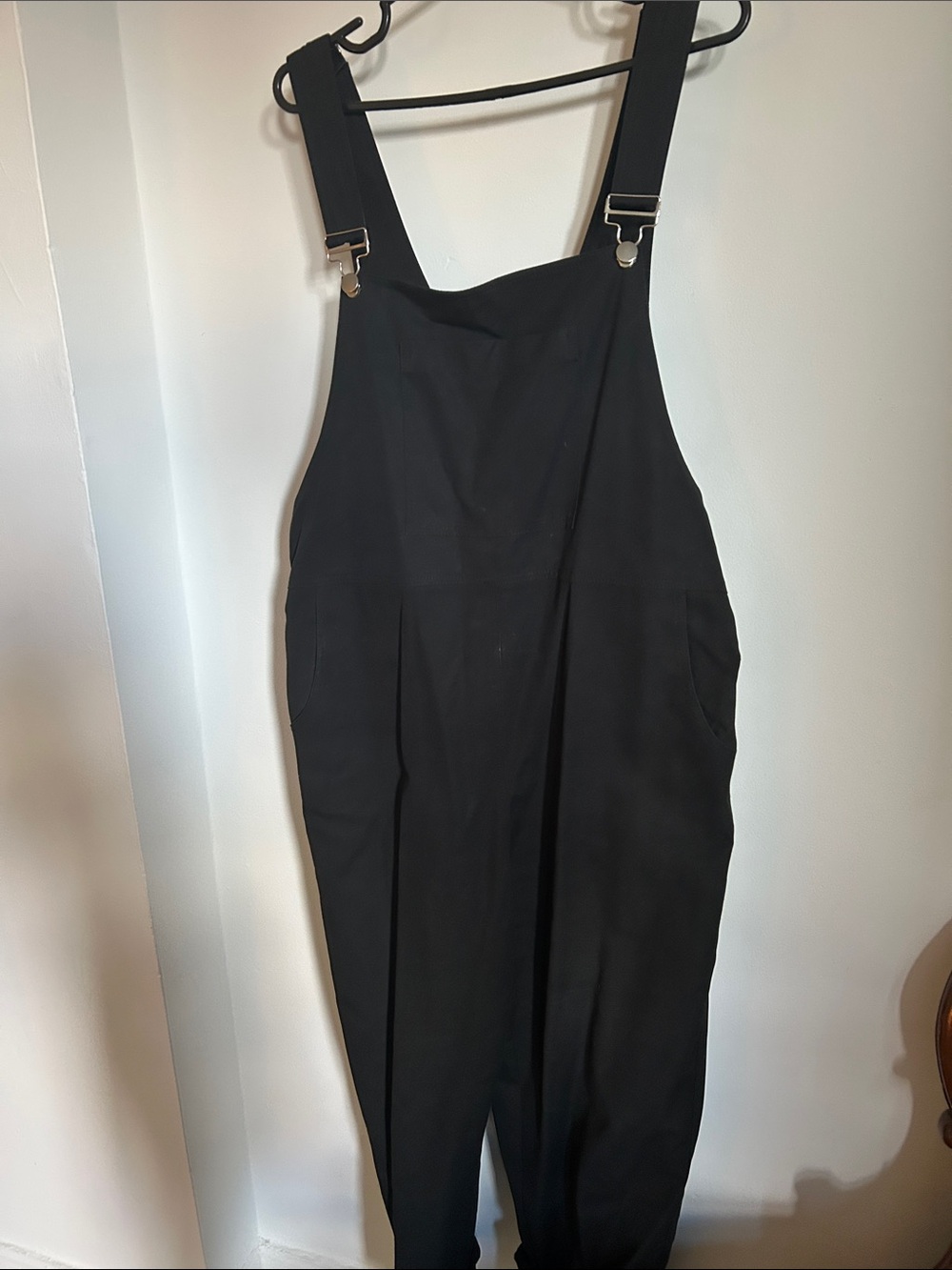 Black Cotton Blend Overalls with Adjustable Straps from Horses Atelier